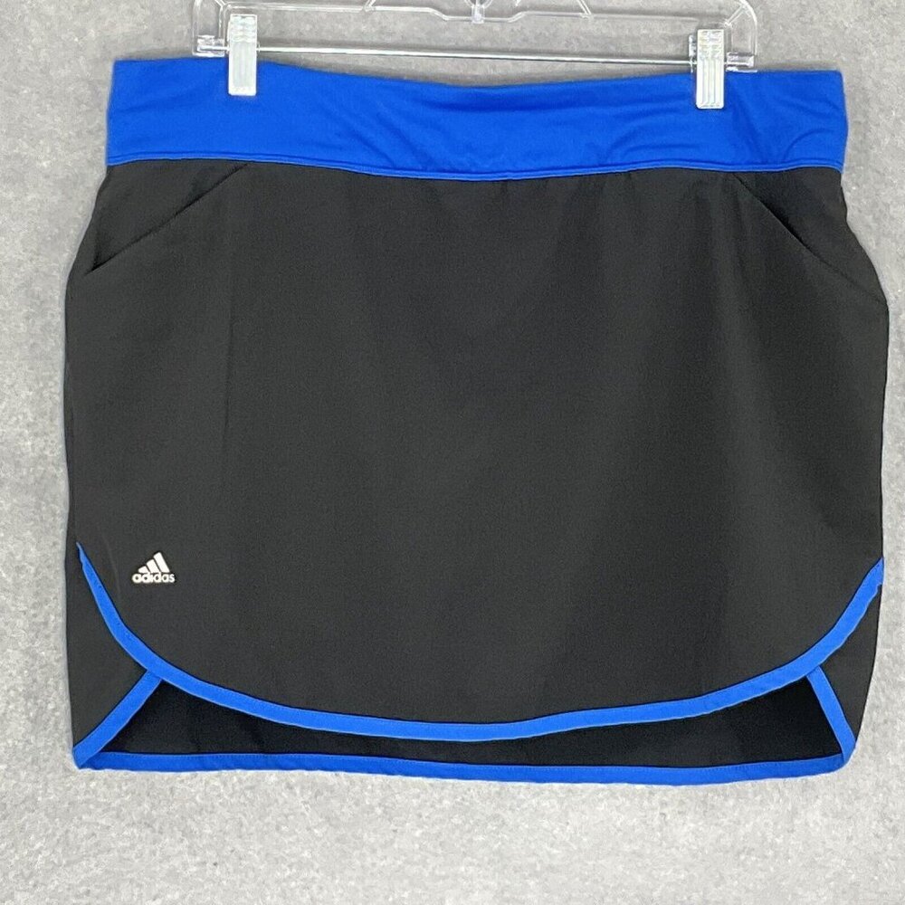 ADIDAS Skort Women Sz Large L Blue Black Activewear Outdoors Pickle Ball Tennis